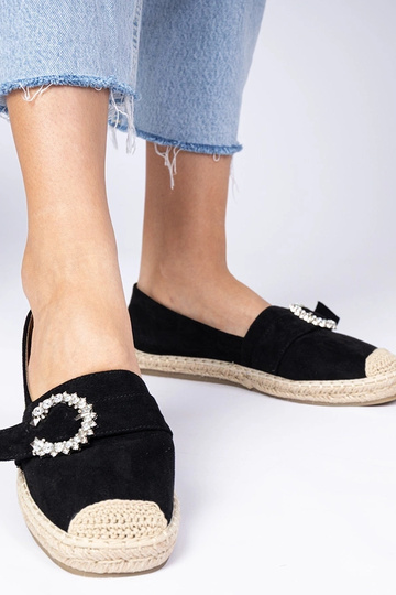Espadrillas nere decorate con zirconi Maruta