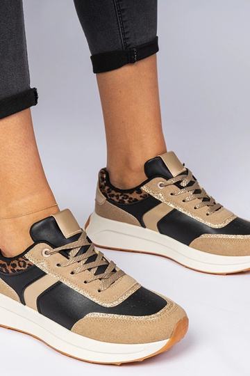 Sneakers donne nere con paillettes e dettagli a stampa animale Markuta