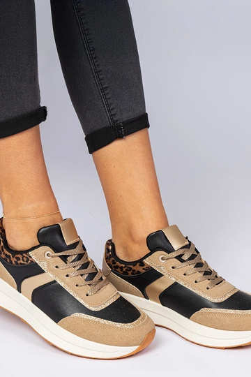 Sneakers donne nere con paillettes e dettagli a stampa animale Markuta 2