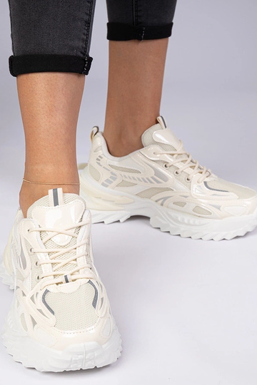 Sneakers sportive beige con...