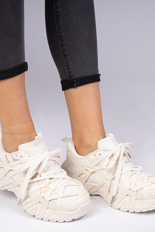 Sneakers beige con suola massiccia Telda