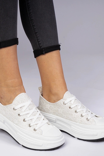 Scarpe da ginnastica bianche da donna in pizzo Katerin 2
