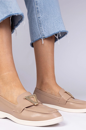 Mokasyny da donna beige scuro con decorazione elegante Viletta