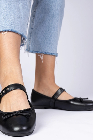 Ballerine nere da donna con fiocco Mansy