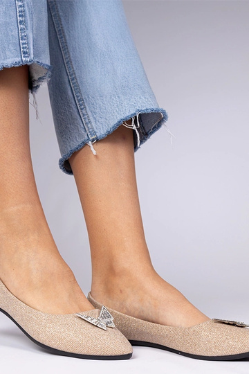 Ballerine champagne da donna con glitter e farfalla Denny 2