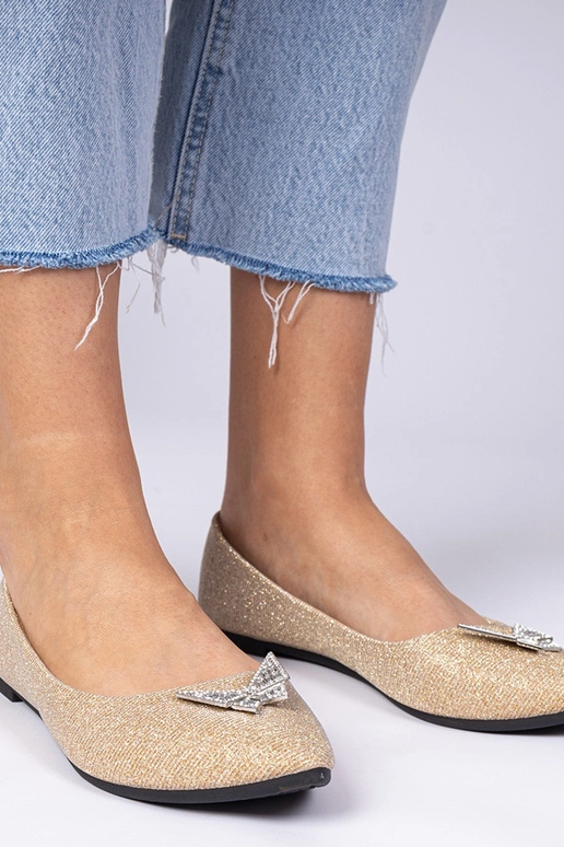 Ballerine oro da donna con glitter e...