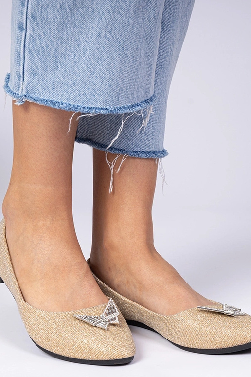 Ballerine oro da donna con glitter e...