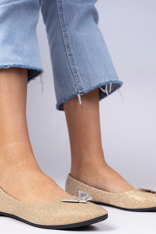 Ballerine oro da donna con glitter e...