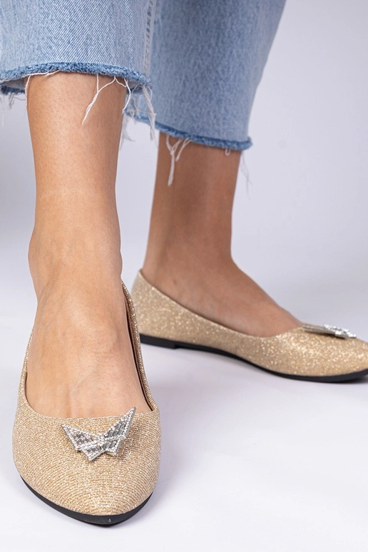 Ballerine oro da donna con glitter e...