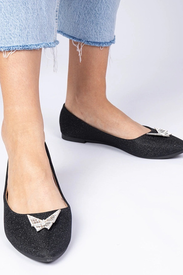 Ballerine da donna nere con glitter e farfallina Denny