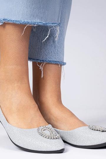 Ballerine argento da donna con glitter e zirconi Ellada 2