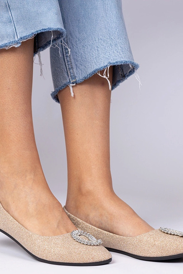 Ballerine champagne da donna con glitter e zirconi Ellada