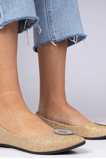 Ballerine oro da donna con glitter e zirconi Ellada