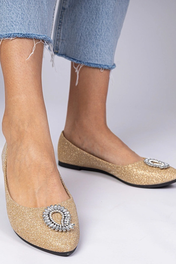 Ballerine oro da donna con glitter e zirconi Ellada 2