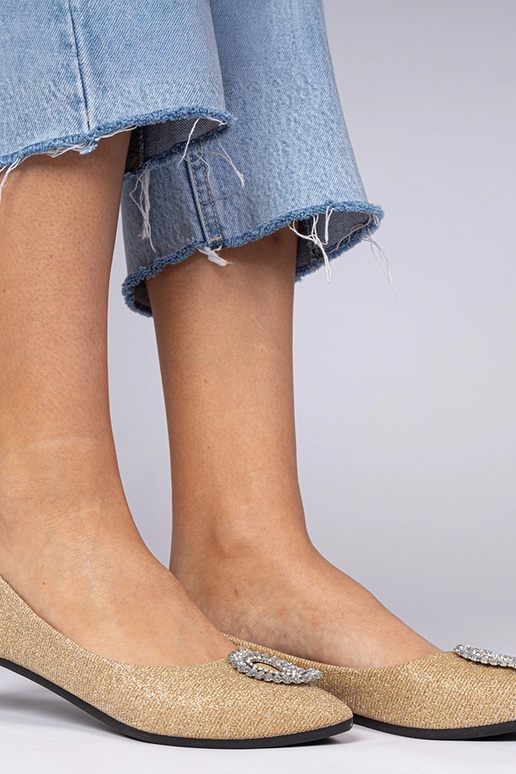 Ballerine oro da donna con glitter e...