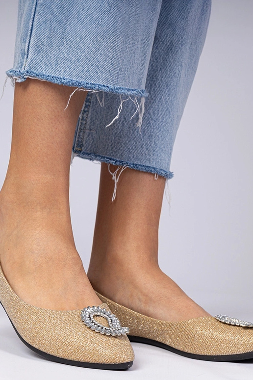 Ballerine oro da donna con glitter e...