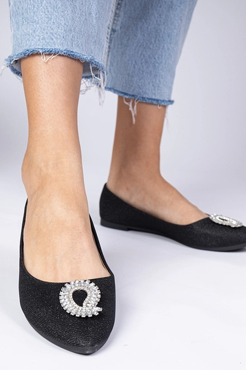 Ballerine nere da donna con glitter e zirconi Ellada 2