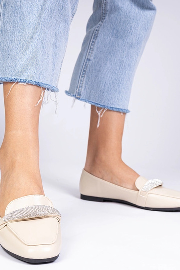 Mokasyny da donna beige con zirconi Kaletta 2
