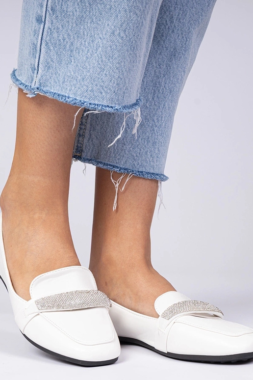 Mokasyny da donna bianchi con zirconi...