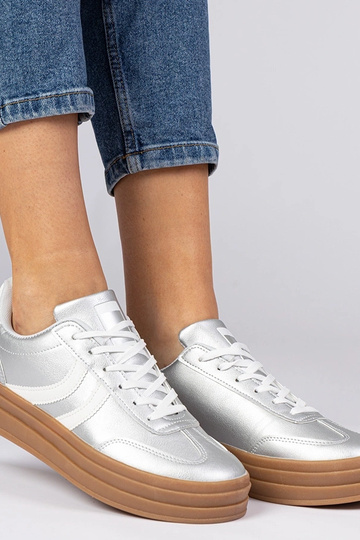 Sneakers da donna sportive argentate con piattaforma Melly