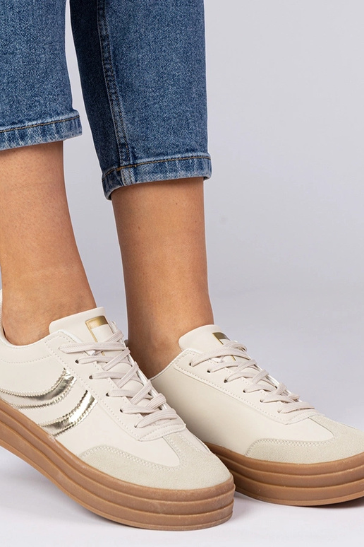 Sneakers da donna sportive beige con...