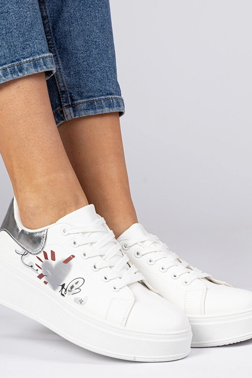 Sneakers bianche e argento da donna...