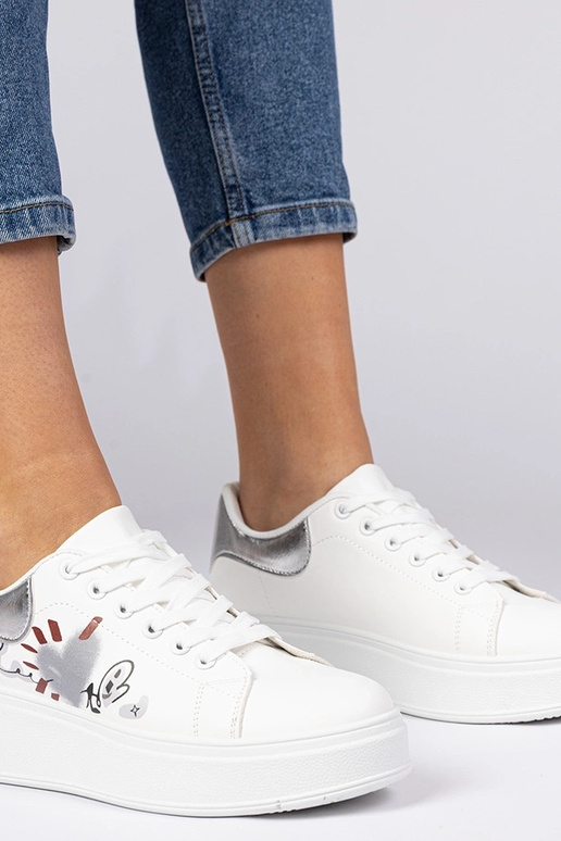 Sneakers bianche e argento da donna...