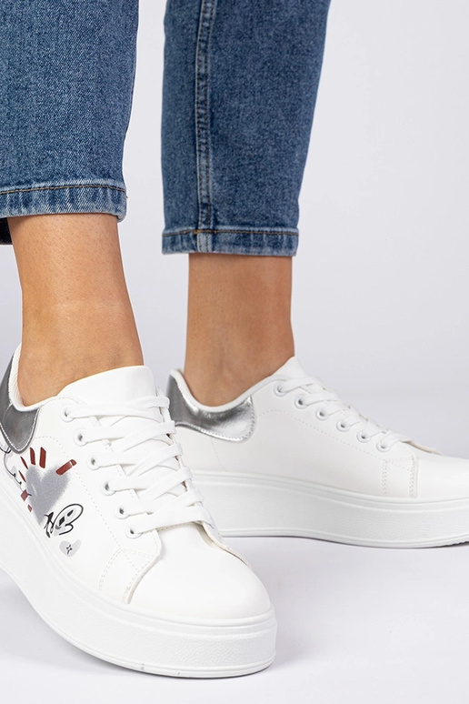 Sneakers bianche e argento da donna...