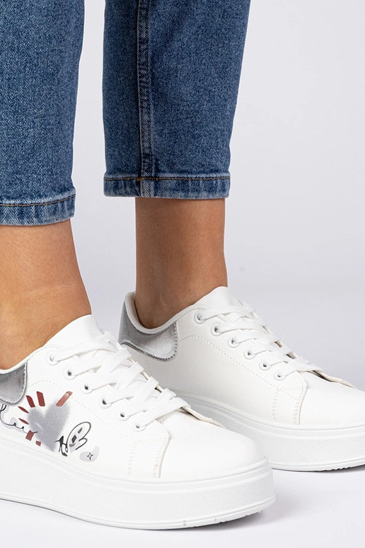 Sneakers bianche e argento da donna...