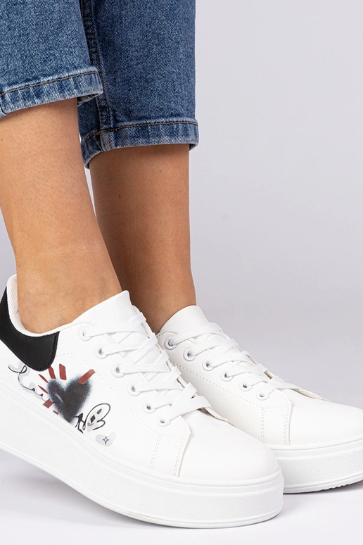 Sneakers bianche e nere da donna con...