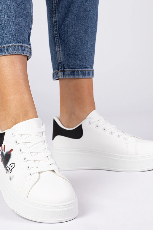 Sneakers bianche e nere da donna con...