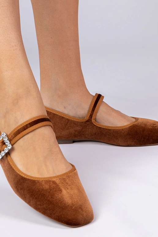 Ballerine marroni da donna in velluto...
