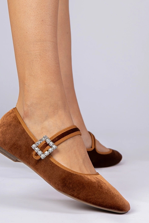 Ballerine marroni da donna in velluto...