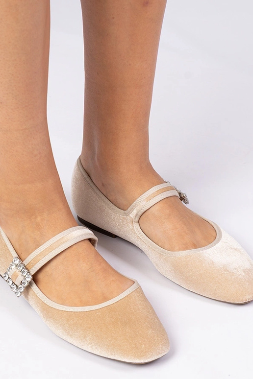 Ballerine beige da donna in velluto...