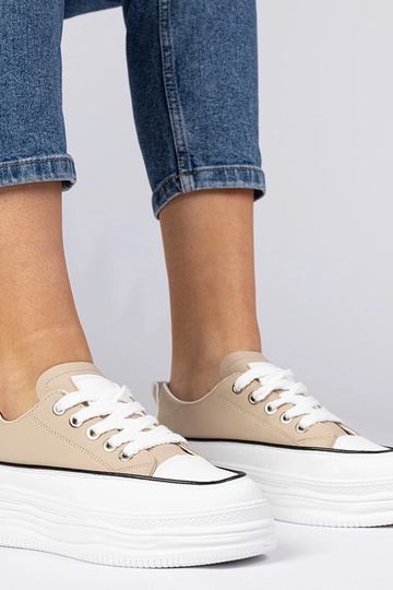 Sneakers beige da donna con suola alta Selina