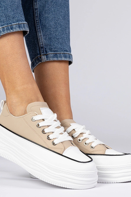 Sneakers beige da donna con suola...