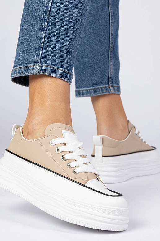 Sneakers beige da donna con suola...