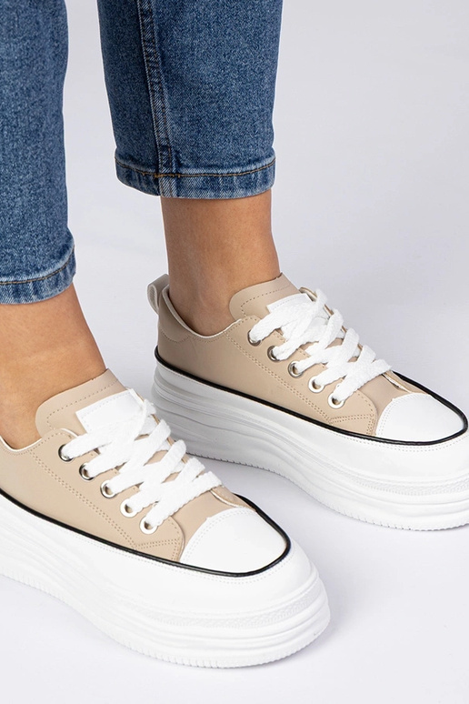 Sneakers beige da donna con suola...