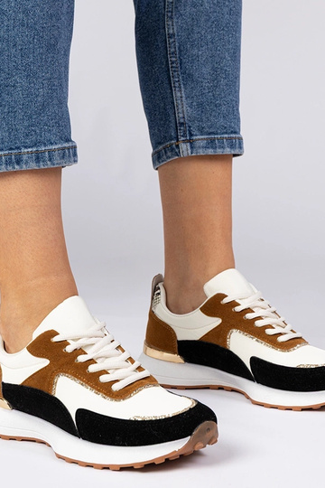 Sneakers femminili bianco-nero con glitter Elizar