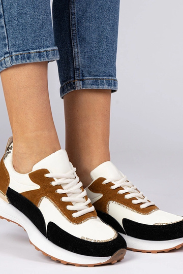 Sneakers femminili bianco-nero con glitter Elizar 2