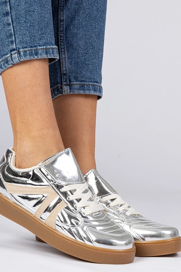 Sneakers femminili argentate lucide Keyla