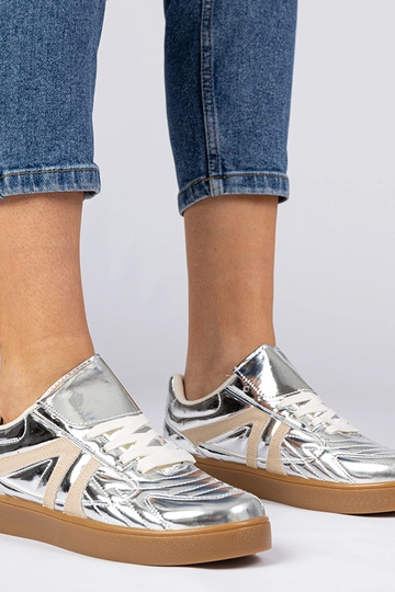 Sneakers femminili argentate lucide Keyla 2