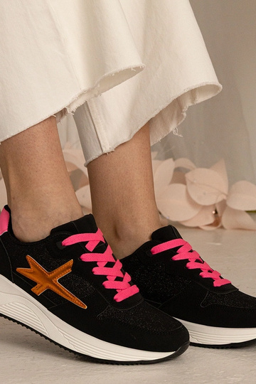 Sneakers sportive da donna nere con glitter Kaletti