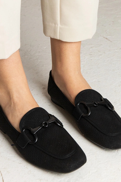 Mocassini da donna neri traforati con...