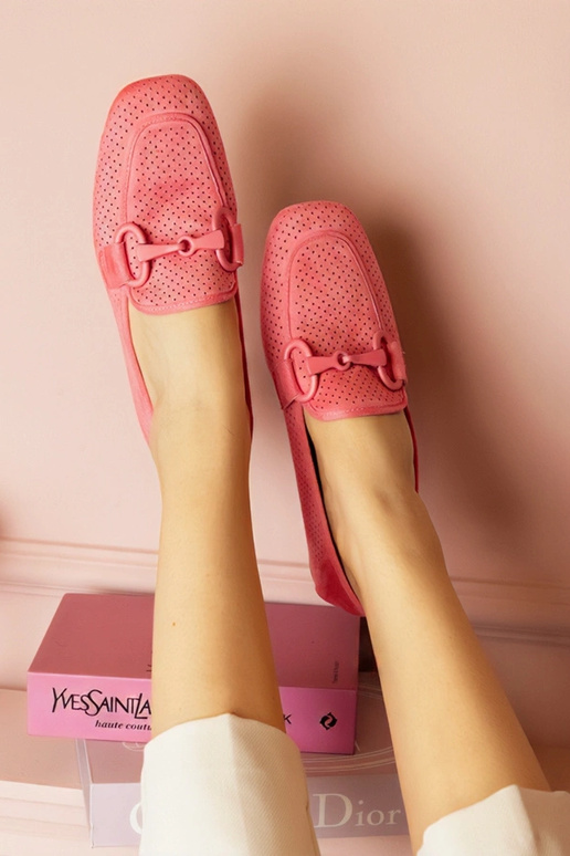 Mocassini da donna rosa traforati con...