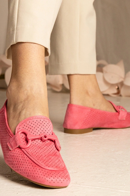 Mocassini da donna rosa traforati con...