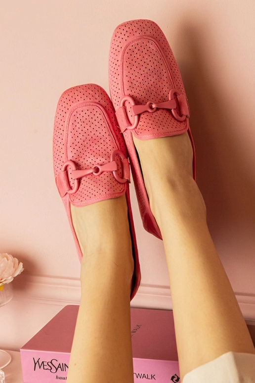 Mocassini da donna rosa traforati con...