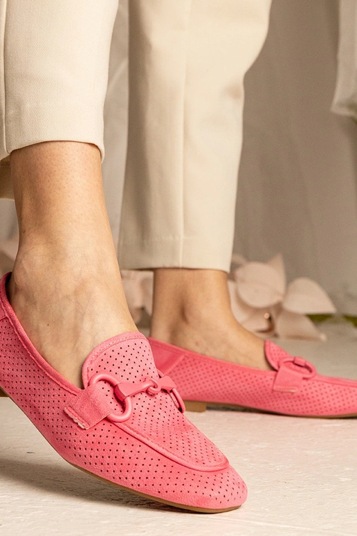 Mocassini da donna rosa traforati con...