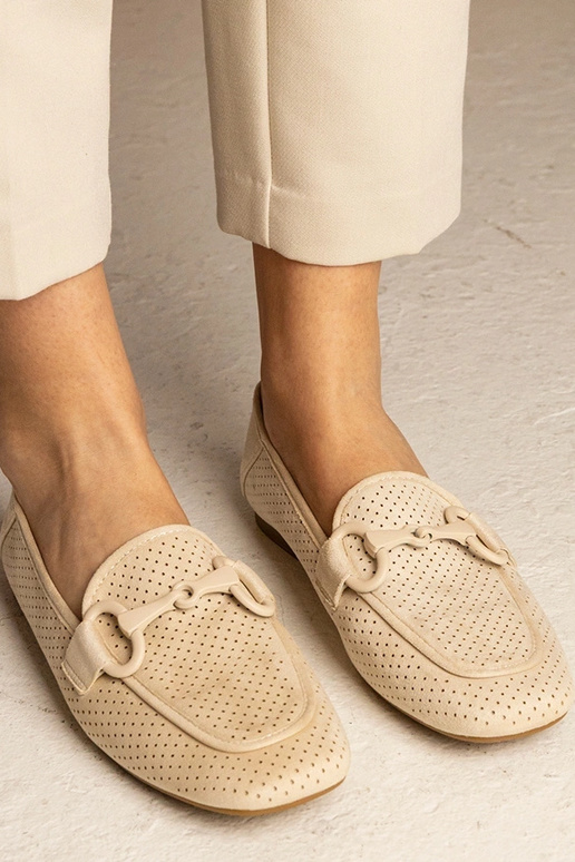 Mocassini da donna beige traforati...