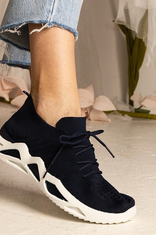 Sneakers blu scuro con gambale a...